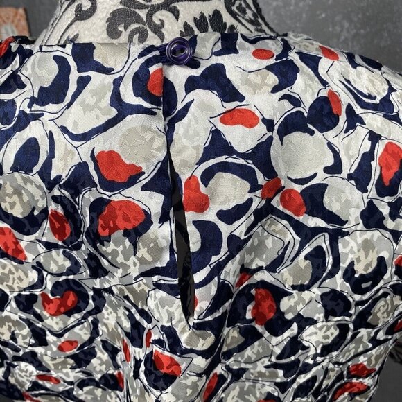 Andre Sauvage VINTAGE abstract red/black/white keyhole back shirt. size 6P - Picture 9 of 10